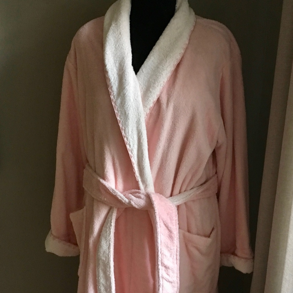 Stan Herman Pink Terry Long Bathrobe -1X- NWT